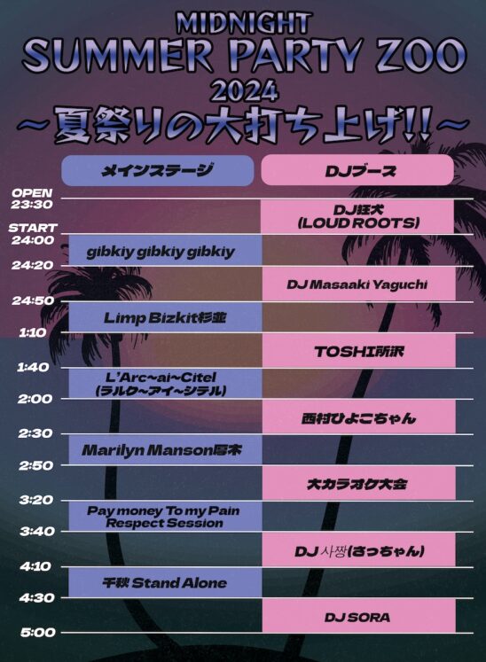 MIDNIGHT SUMMER PARTY ZOO 2024 - ROCKIN' COMMUNICATION 新宿LOFT