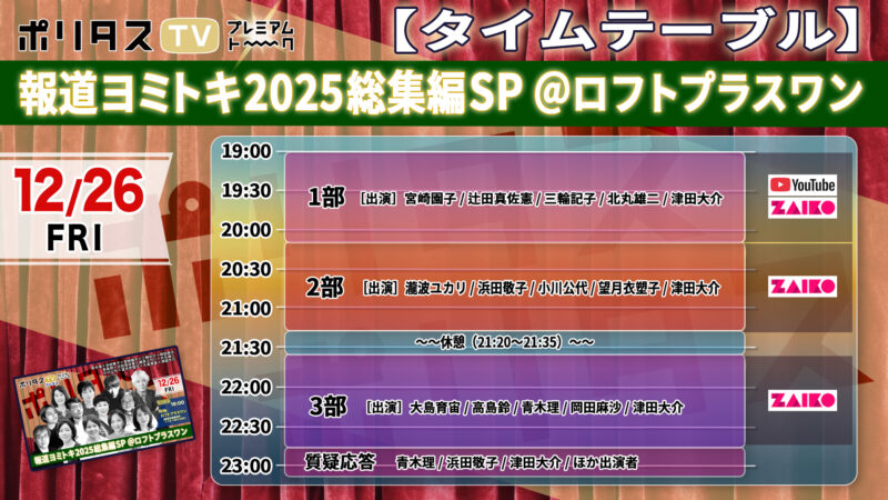 ポリタスTV 報道ヨミトキ2025総集編SP@ロフトプラスワン